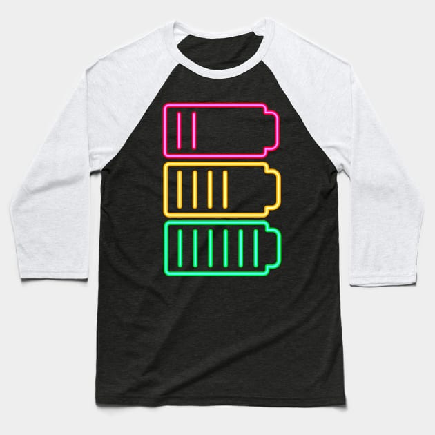 RECHARGED! Neon Baseball T-Shirt by TJWDraws